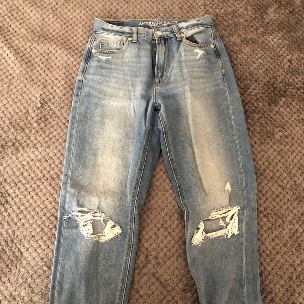 Distressed mom jeans